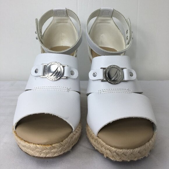 Nautica White Wedge Espadrille Open Toe Heel Sandal Size 8.5 GREAT Condition - Picture 5 of 8